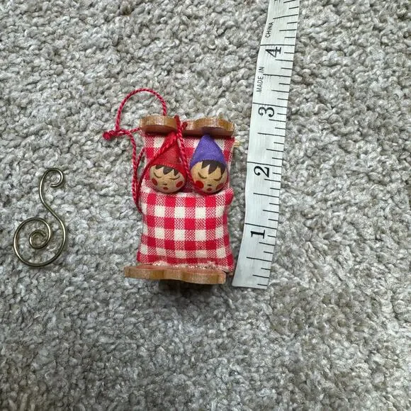 STEINBACH HANDMADE WOODEN GERMAN CHRISTMAS ORNAMENT TWINS IN CRADLE - Picture 3 of 5